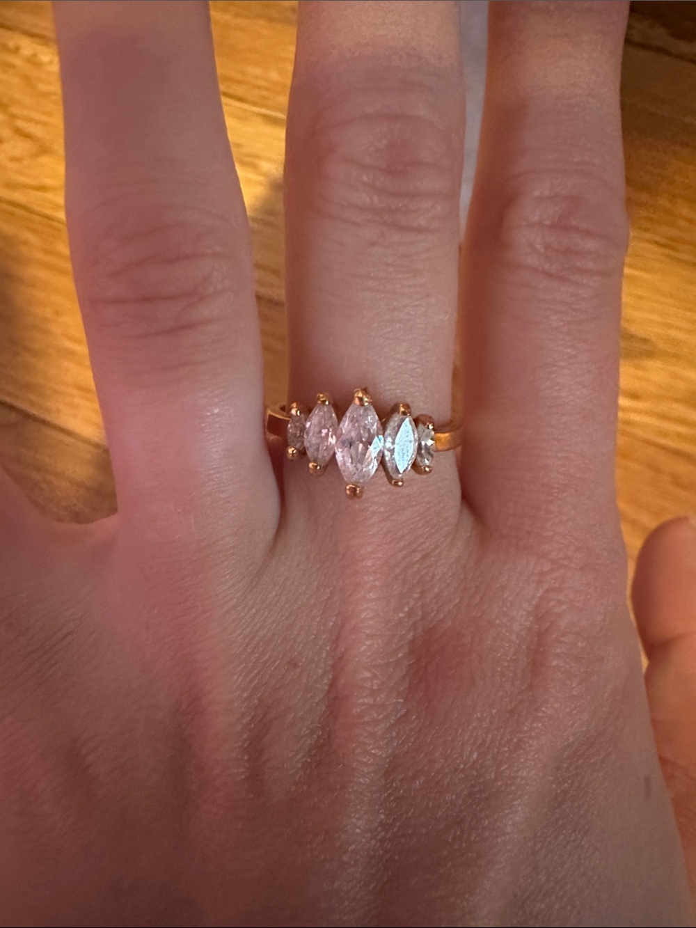 Gold Marquise Clear Stone Ring - Women Jewelry